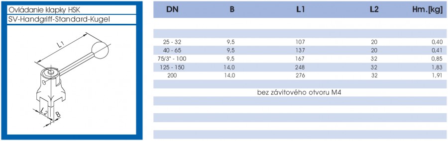 Ovládanie klapky HSK - lava strana parametrov